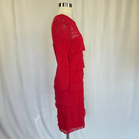 Laundry by Shelli Segal Women's Dress Size 6 Pink Lace Long Sleeve Sheath - Picture 3 of 11